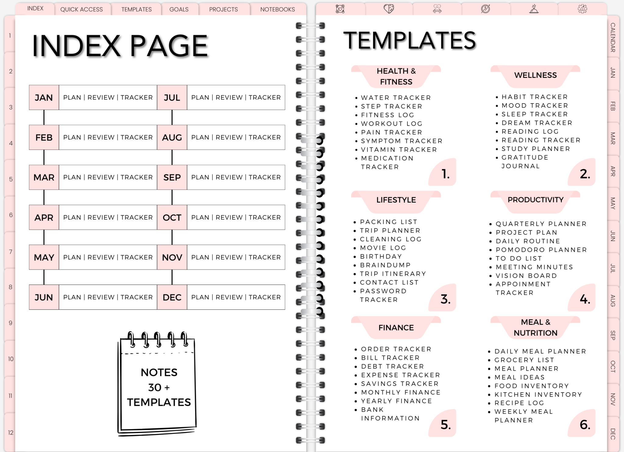 An example of a digital journal and trackers.